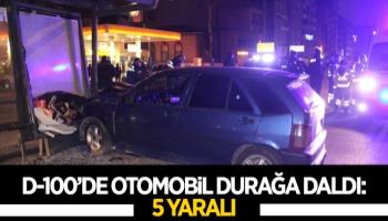 D-100’de otomobil durağa daldı