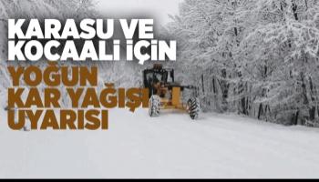 Karasu ve Kocaali için yoğun kar yağışı uyarısı