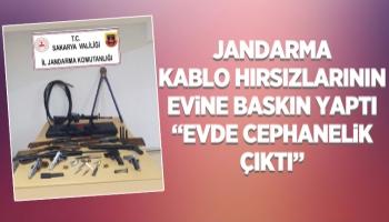 Jandarmanın bastığı kablo hırsızının evinden silah deposu çıktı