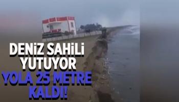 Deniz Karasu'da sahili yutuyor: Yola 25 metre kaldı