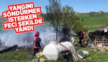 Yangına müdahale etmek isteyen vatandaş feci şekilde yandı