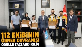 112 Acil Sağlık Hizmetleri ekibine teşekkür belgesi verildi