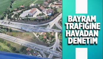 Karasu yolunda helikopterli trafik denetimi