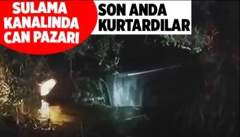 Sulama kanalına uçtu