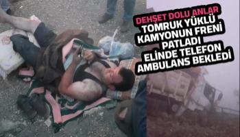 Tomruk yüklü kamyonun freni patladı, faciadan dönüldü