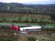 Metanol Yüklü Tanker Şarampole Devrildi