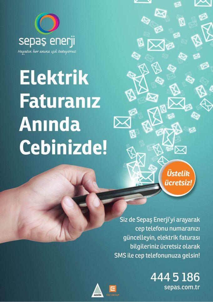 Sepaş'tan elektrik faturaları için ücretsiz SMS servisi