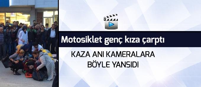 Motosiklet genç kıza çarptı