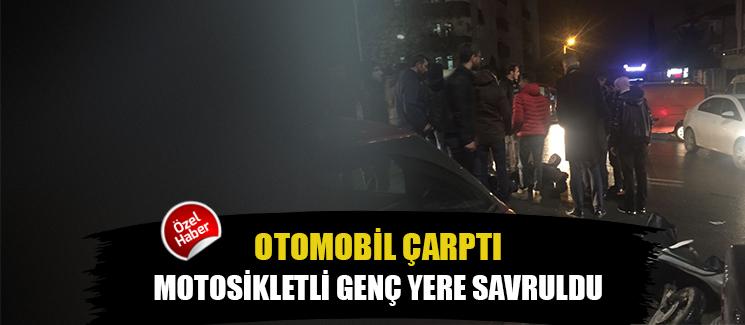 Otomobil, motosikletli gence çarptı