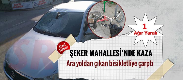 Bisikletiyle ara yoldan çıkan adama otomobil çarptı!