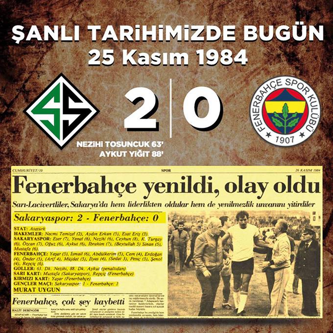 Sakaryaspor, 32 yıl önce bugün...