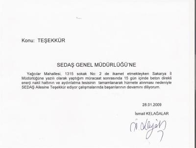 SEDAŞ'a Teşekkür Mesajları Yağıyor