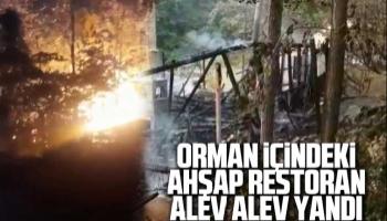 Orman içindeki ahşap restoran alev alev yandı