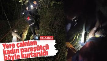 Serdivan'da yere çakılan kadın paraşütçü kurtarıldı